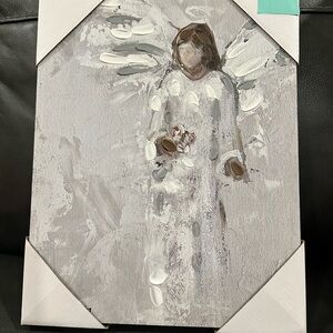 Angel Canvas Art with White and Gray Tones